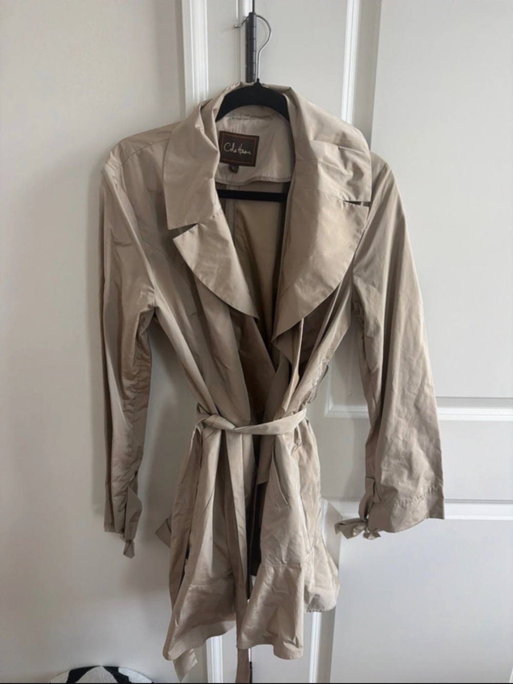 Women's Beige Trench Coat with Tie Belt